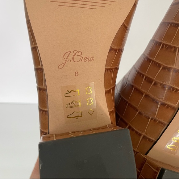 J Crew Roxie Cap-Toe Ankle Boots in Crocodile-Embossed Leather Sz 8 - Picture 14 of 15